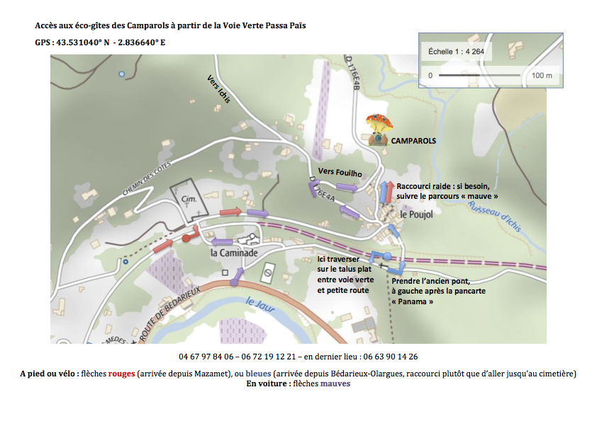 accès écogîtes Camparols